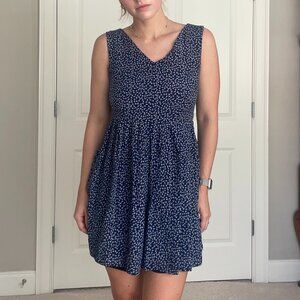 Costal Grandma Blue Empire Waist Flower Dress